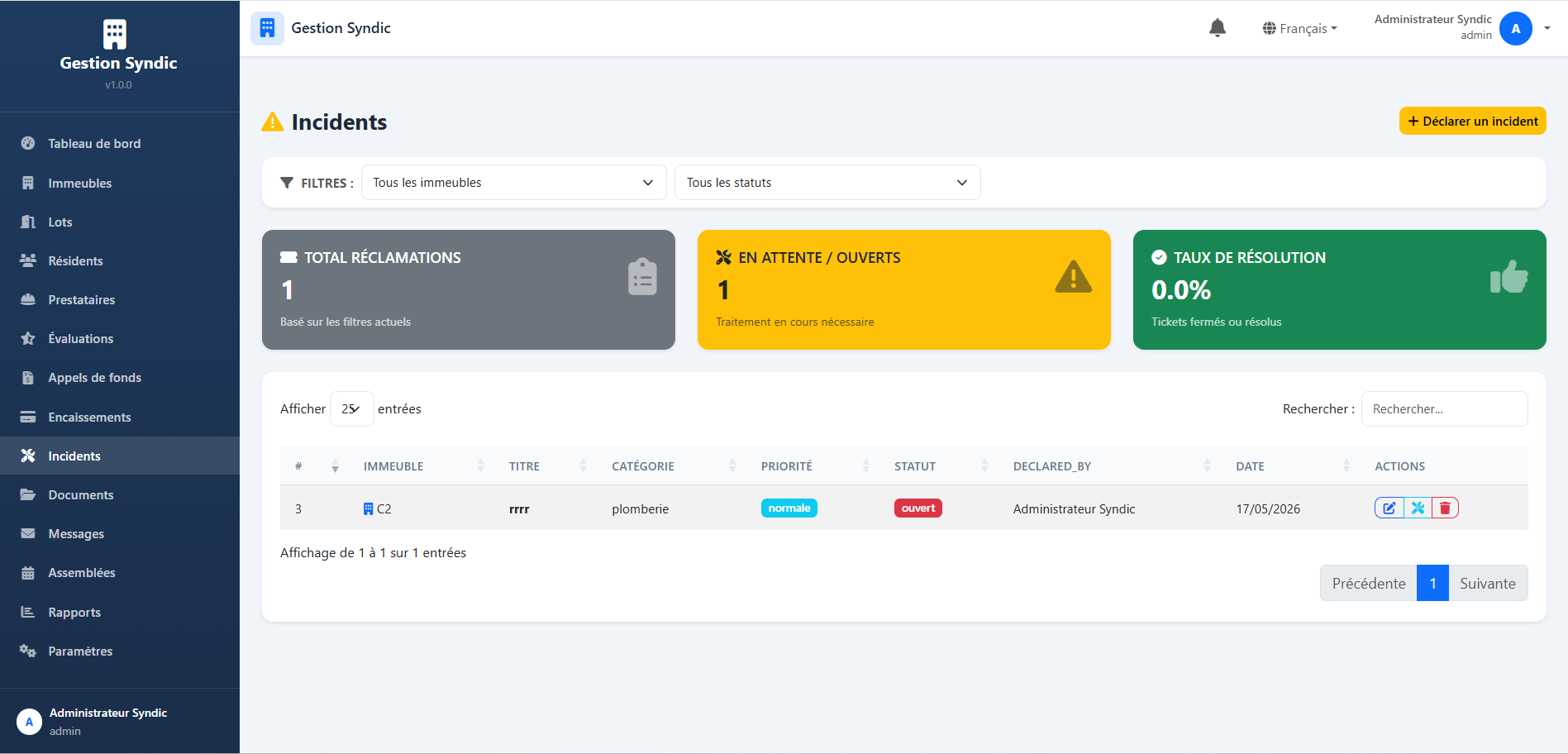 Gestion des incidents
